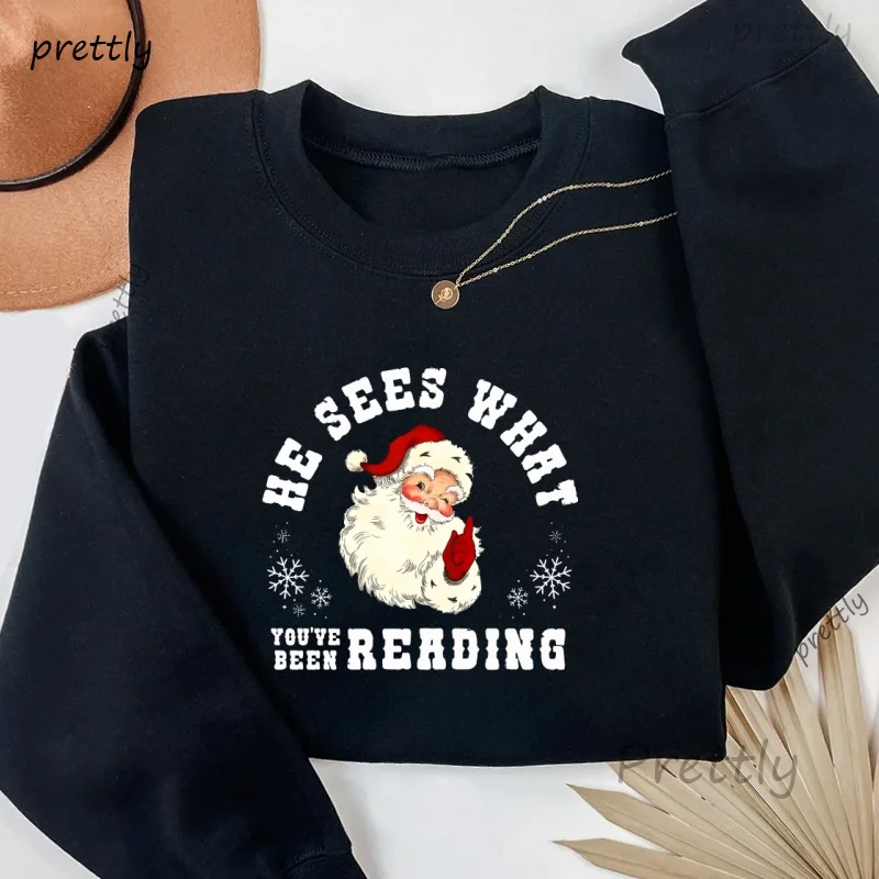 

Толстовка Санта-Клауса для женщин и мужчин, забавные книжные рождественские толстовки Санта-Клауса для любителей книг, рождественская одежда Y2k