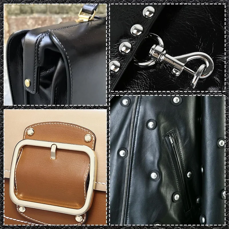 PZHI-Leather Rivets, 600 PCS Multicolor Double Cap Rivets, Leather Rivet Kit With Hollow Punch,Punch Tool And Rubber Harmmer