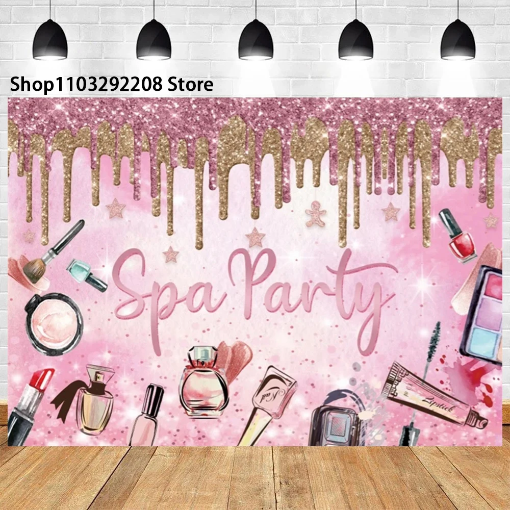 Sexy Lady Women Spa Party Theme Photography Pink Beauty Makeup Girls Princess Sweet Birthday Party Background Banner Decor