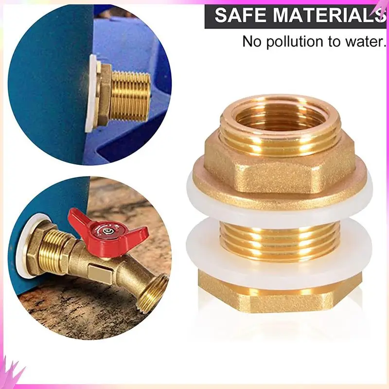 

B50C твердый латунный переборный фитинг, 15 комплектов 1/2 дюйма, женский, 3/4 дюйма, мужской твердый латунный разъем резервуара для воды с резьбой и силиконовыми кольцами