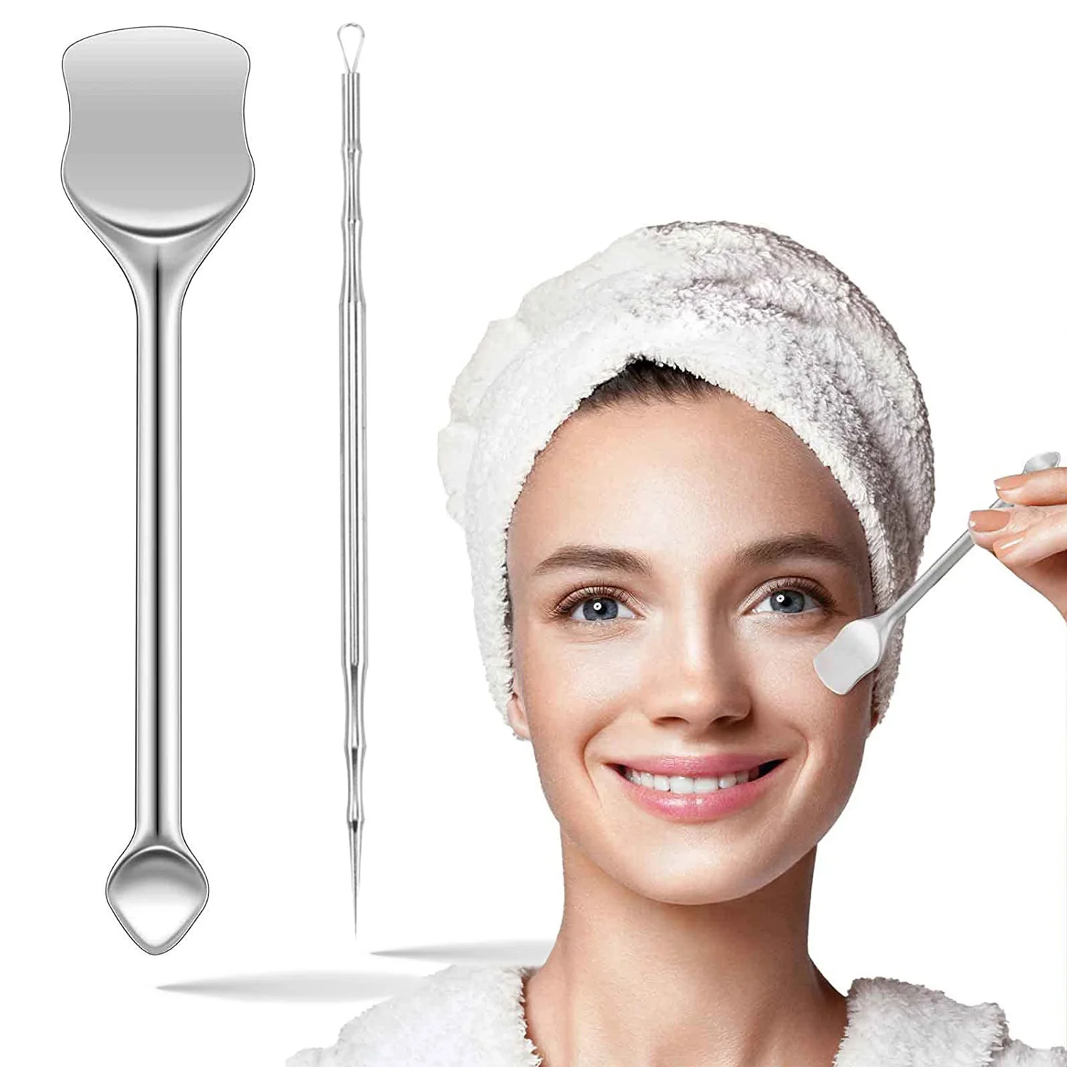 3 ชิ้นชุด Professional Blackhead Remover สิว Squeezer เครื่องมือสแตนเลส Comedone Squeezer ชุด Blemish Extractor เครื่องมือ