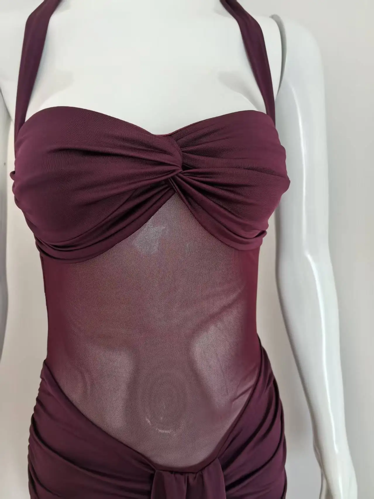 Suninheart ثنيات فستان سهرة ماكسي المرأة أنيقة الرسن فساتين لحضور الحفلات الموسيقية النبيذ المناسبات الرسمية فستان بدون ظهر مثير #6