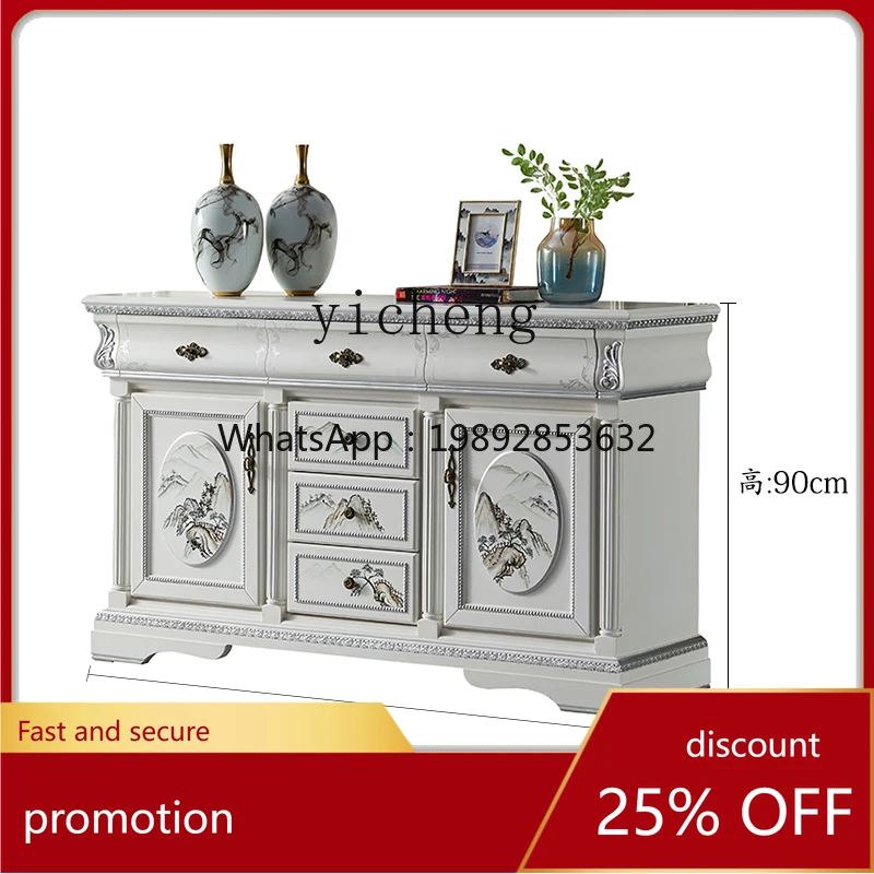 YFY Chinese-style entrance cabinet foyer custom-painted classical decorative cabinet solid wood dining side white
