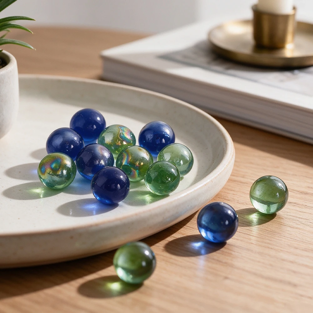10pcs Solid Glass Marbles Round Beads 16mm 25mm Green Blue Transparent Balls for Aquarium Fish Tank Vase Filler Decor 4 Options