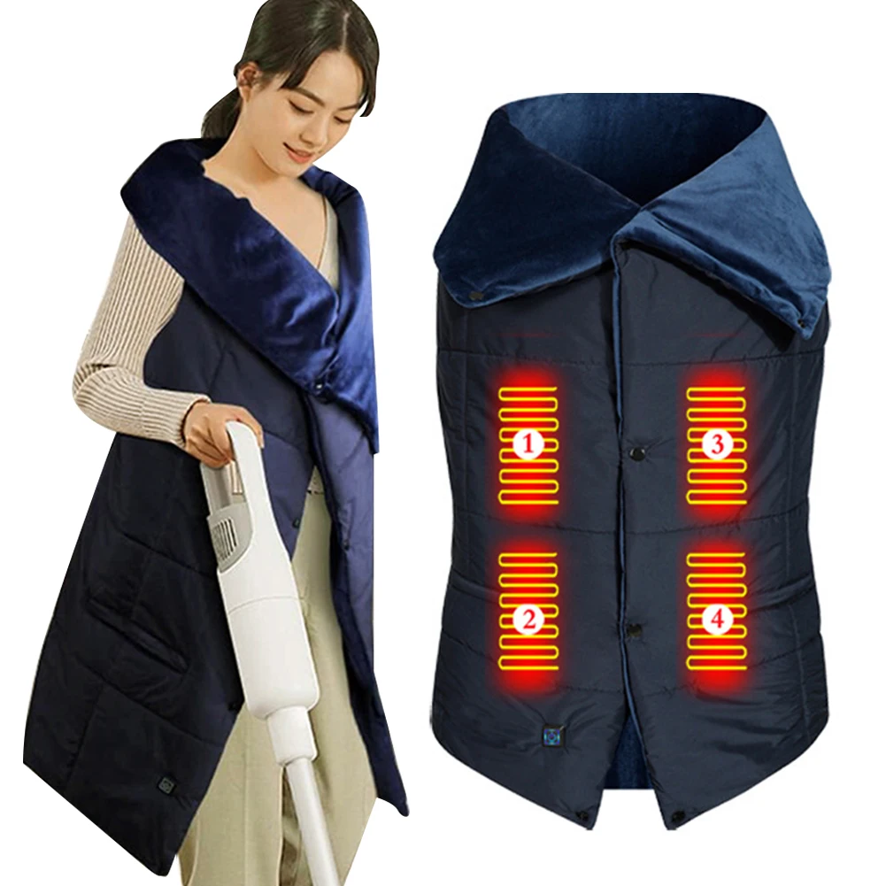 Wearable Heating Electric Blanket Shawl 3 Heating Levels Heated Shawl Portable Body Warmer Blanket for Home Office