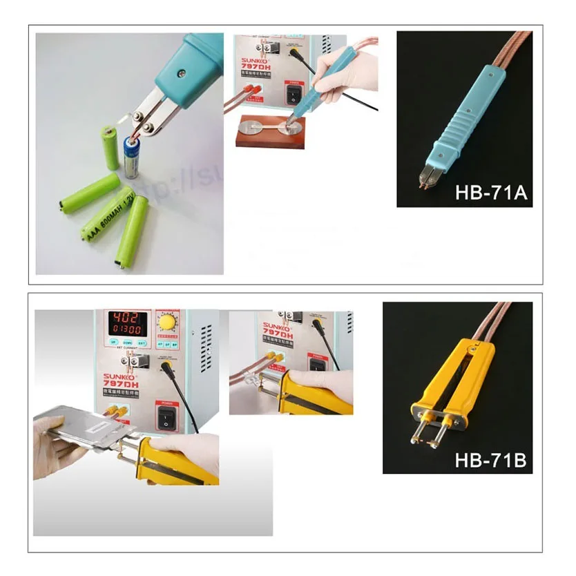 Soldador por puntos de batería SUNKKO 797DH para baterías de iones de litio de 0,3 mm con pluma de soldadura HB-70B