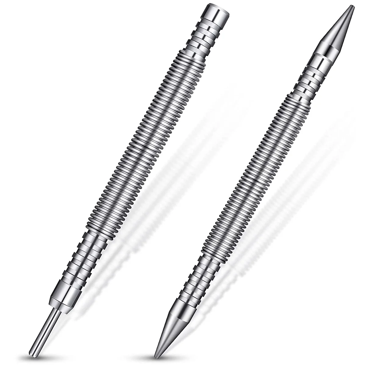 2Pcs Spring Center Punch Hammerless Dual Head Nail Setter Spring Loaded High Carbon Steel Nail Punch Narrow Space Door Hinge Pin