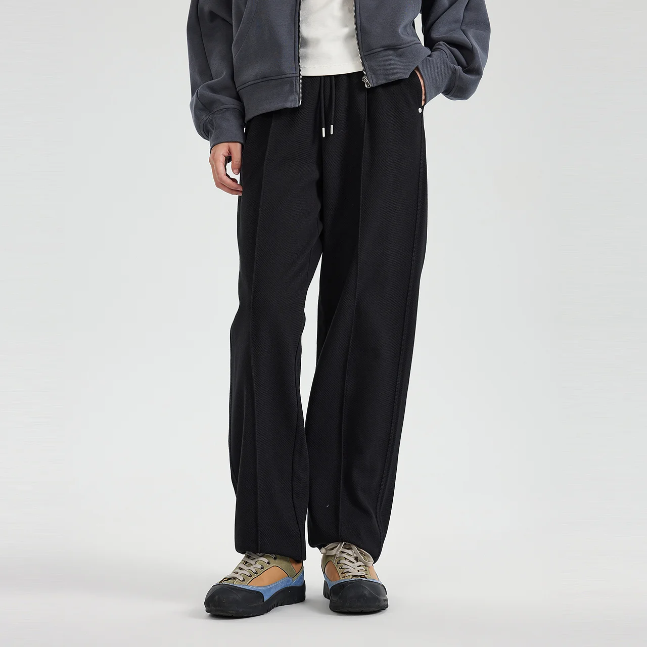 Metersbonwe Women Solid Color Classic Relaxed Tapered Pants Pinch Seam Design Soft Elastic Trousers Simple Casual Autumn Winter