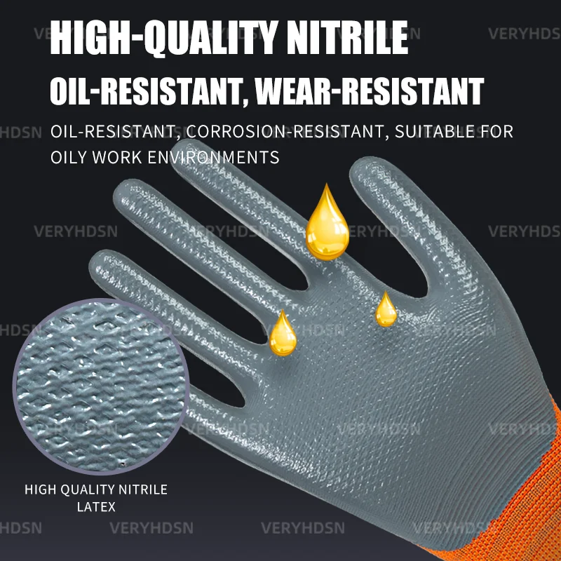 3pairs Light Duty Work Gloves Knit Wrist Cuff Durable & Breathable Utility Mechanic Working Firm Non-Slip Grip Coating gloves
