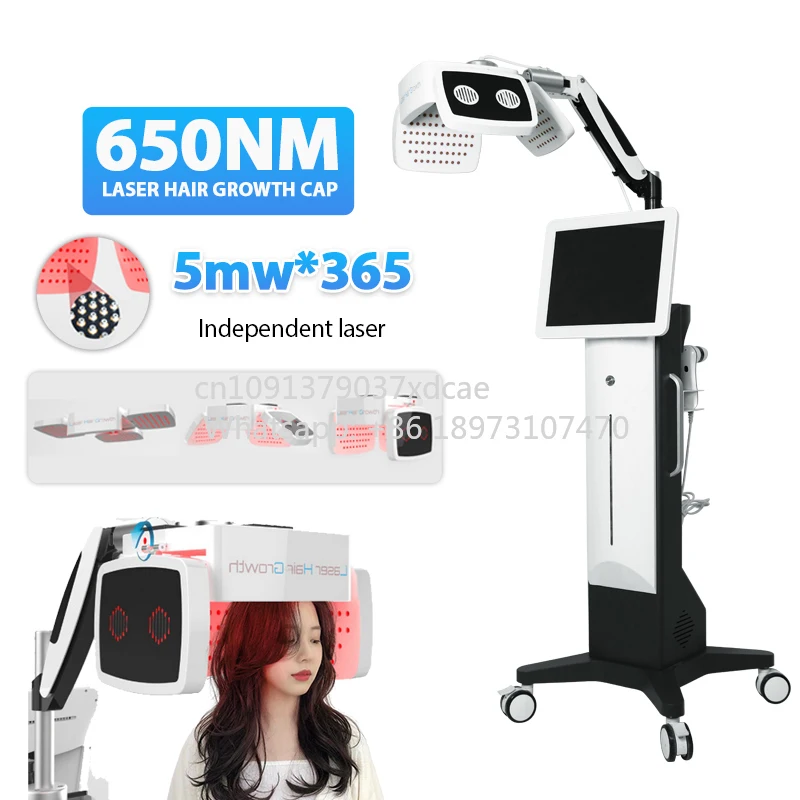 Automatic 5 In 1 Hair Plant Hair Regrowth Machine Laser 650nm Led Photon Hair Analyzer Scalp Massager Device With Laser Comb