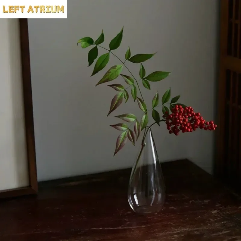 Transparent Teardrop Shape Glass Vase Minimalist Frosted Flower Pots Table Decoration Flowers Arrangement Room Aesthetic Decor