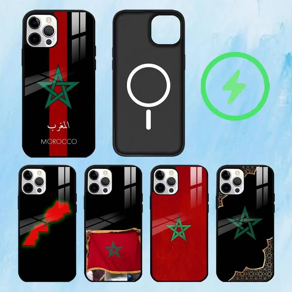 

M-Morocco F-Flag Phone Case For iPhone17,16,15,14,13,12,11 Plus,Pro Max Magnetic For Magsafe Wireless Charging