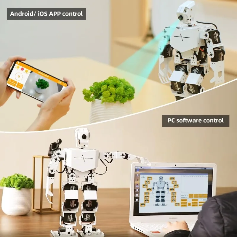 AI อัจฉริยะ Visual Humanoid หุ่นยนต์ขับเคลื่อนโดย Raspberry Pi 5 8GB,ชุดหุ่นยนต์ DIY สําหรับวัยรุ่นและผู้ใหญ่รองรับ App,Pyt