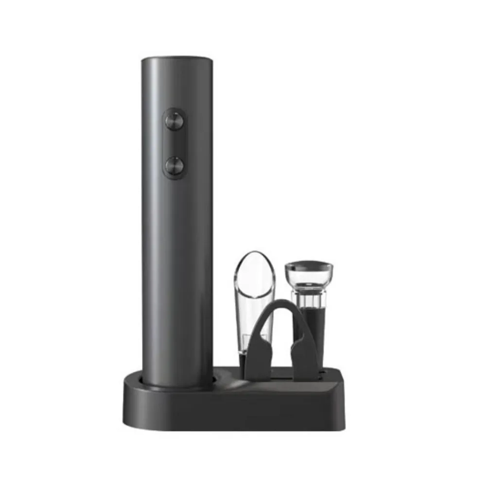Abridor de botellas de vino eléctrico 5 en 1, abridor de vino automático con batería reutilizable con Base, sacacorchos eléctrico