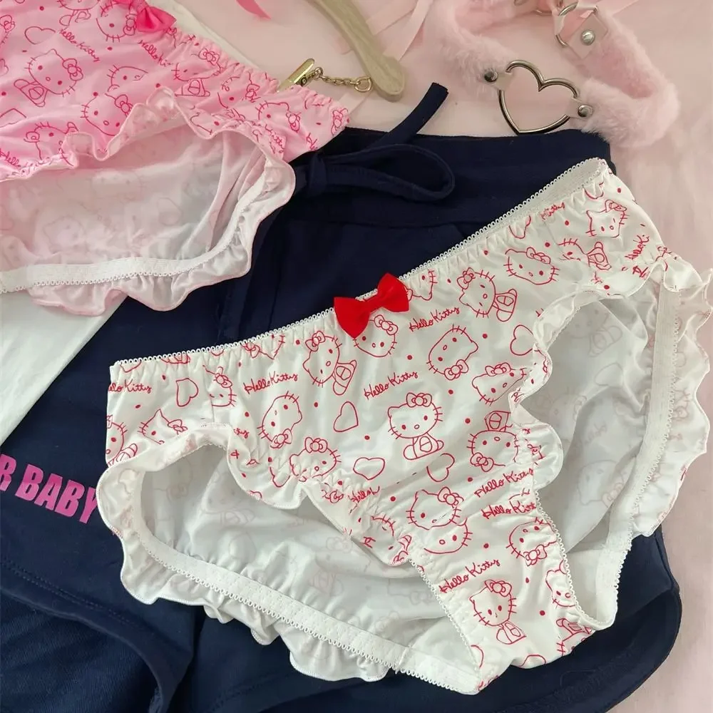 Soft Hello Kitty Kawaii Sweet Underwear Cartoon Comfortable Briefs Clothes Boxes Panties Lace Underpants Daily Necessities Gift