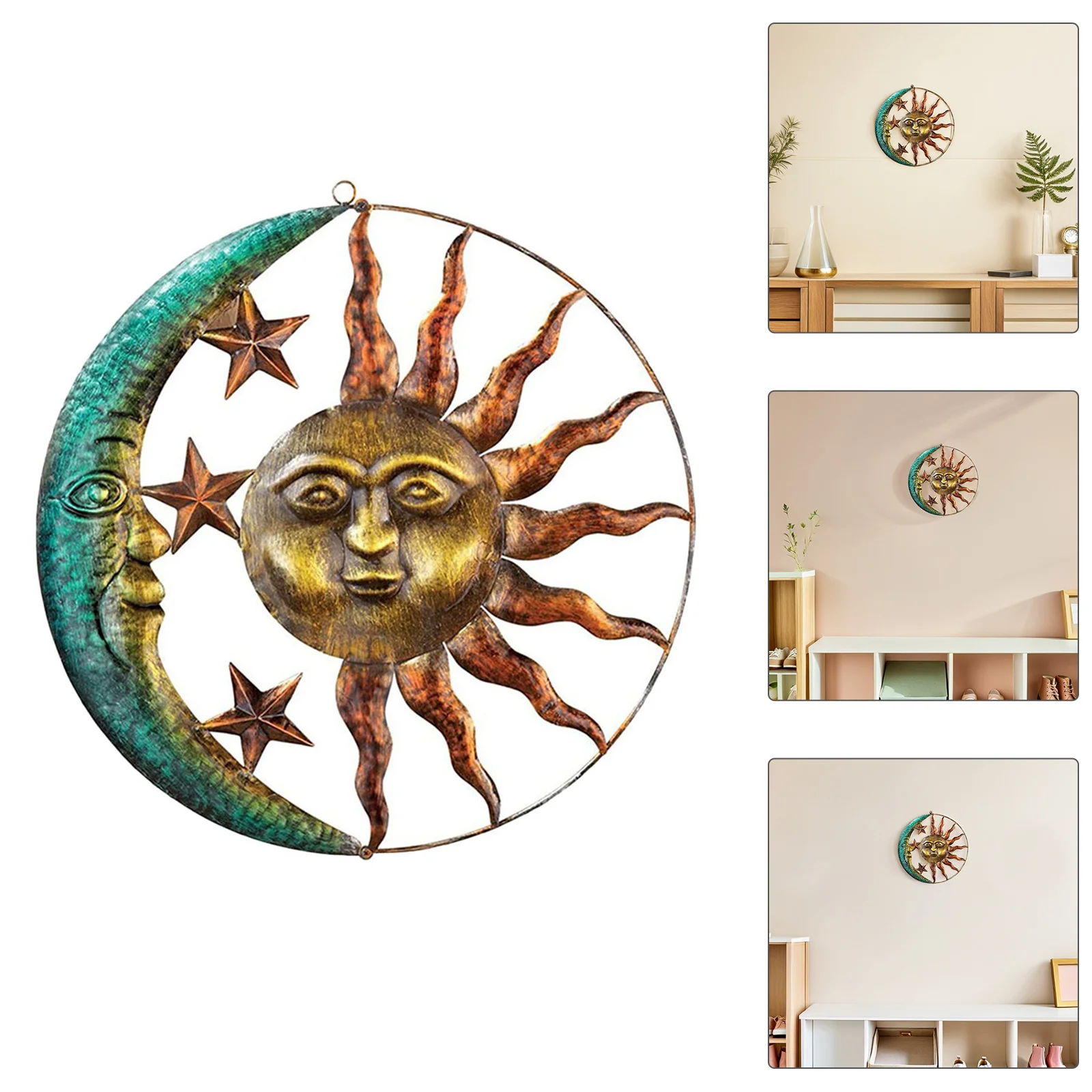 

Wall Hanging Decor Sun Moon Pendant Boho Wall Ornament for Living Room Bedroom Background Decor Stylish Vintage Home Art Piece