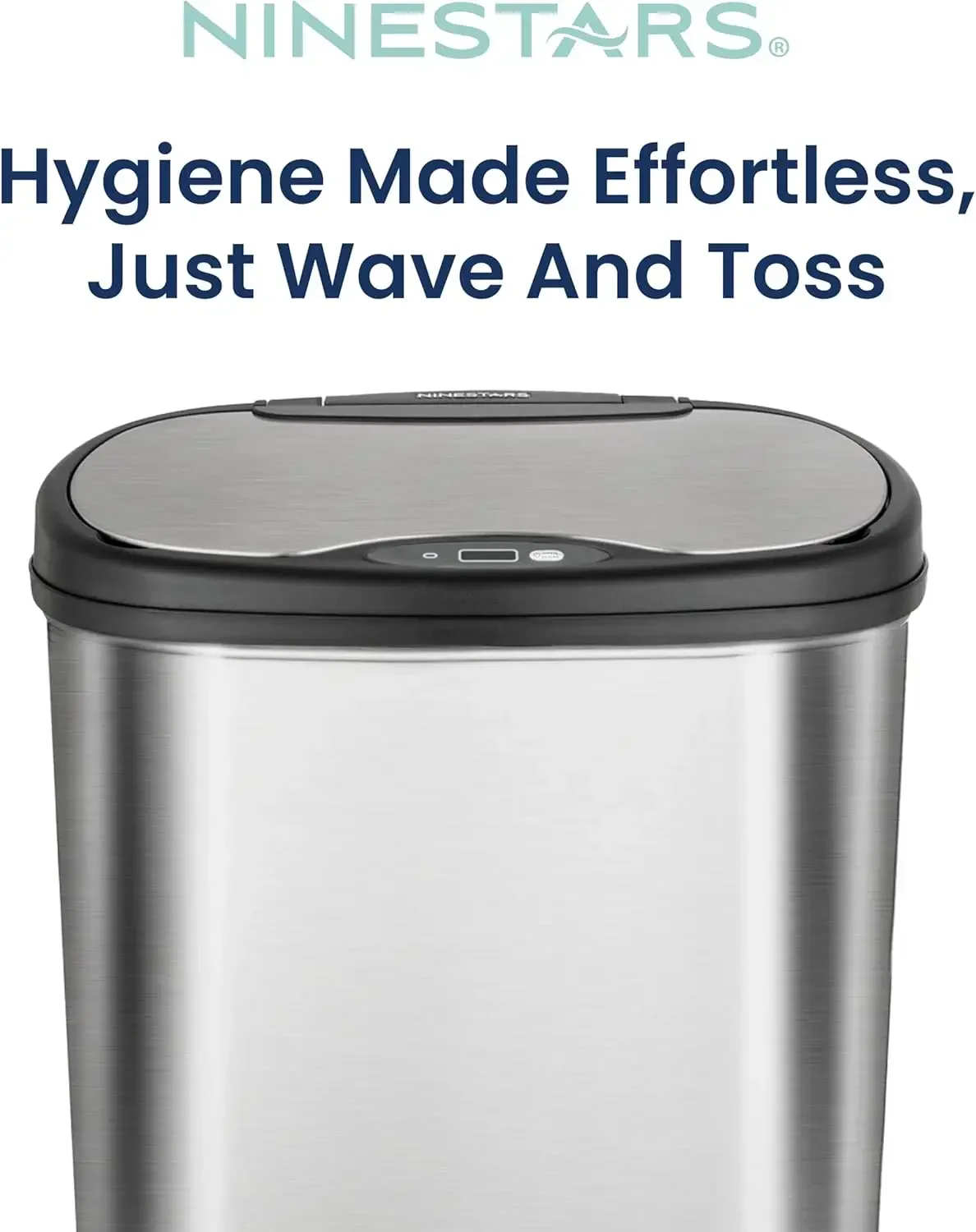 13 Gallon Oval Automatic Trash Can, 50L Touchless Motion Sensor Garbage Can with Odor-Sealing Lid & One-Touch Manual Mode, Silve