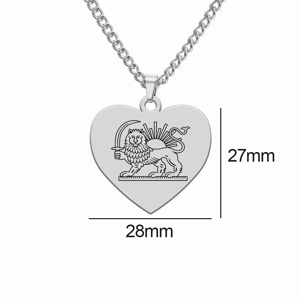 CoolTime Vintage Iranische Halskette mit historischem Löwen- und Sonnenherz-Anhänger für Damen und Herren, klassisches Iran-Symbol, Persien-Schmuck, Geschenk – Detail 9
