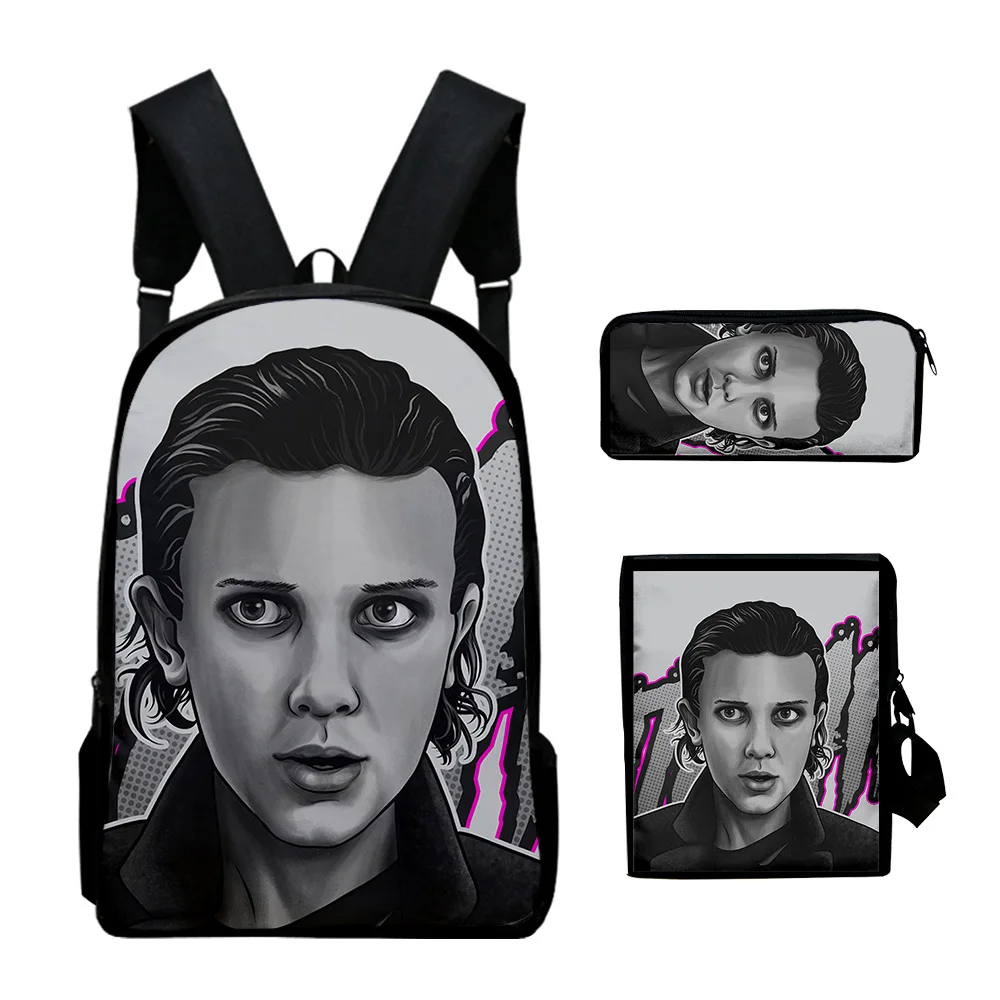 Klassische Mode Millie b braun 3D-Druck 3 teile/satz Schüler Schult aschen Laptop Daypack Rucksack geneigte Umhängetasche Feder mäppchen