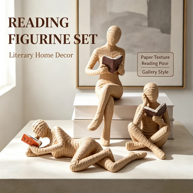 Creative Reading Woman Resin Statue Nordic Minimalist Book Lover Gift for Her Mom Wife Sister Teacher Bibliophile Birthday