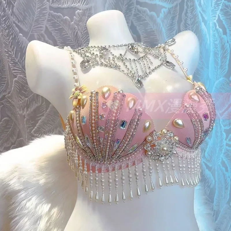 Customized Music Festival Party Costumes Belly Dancing Bra Stage Wear Bikini Shining Bra Bar Ds Performance Clothes Top Dj