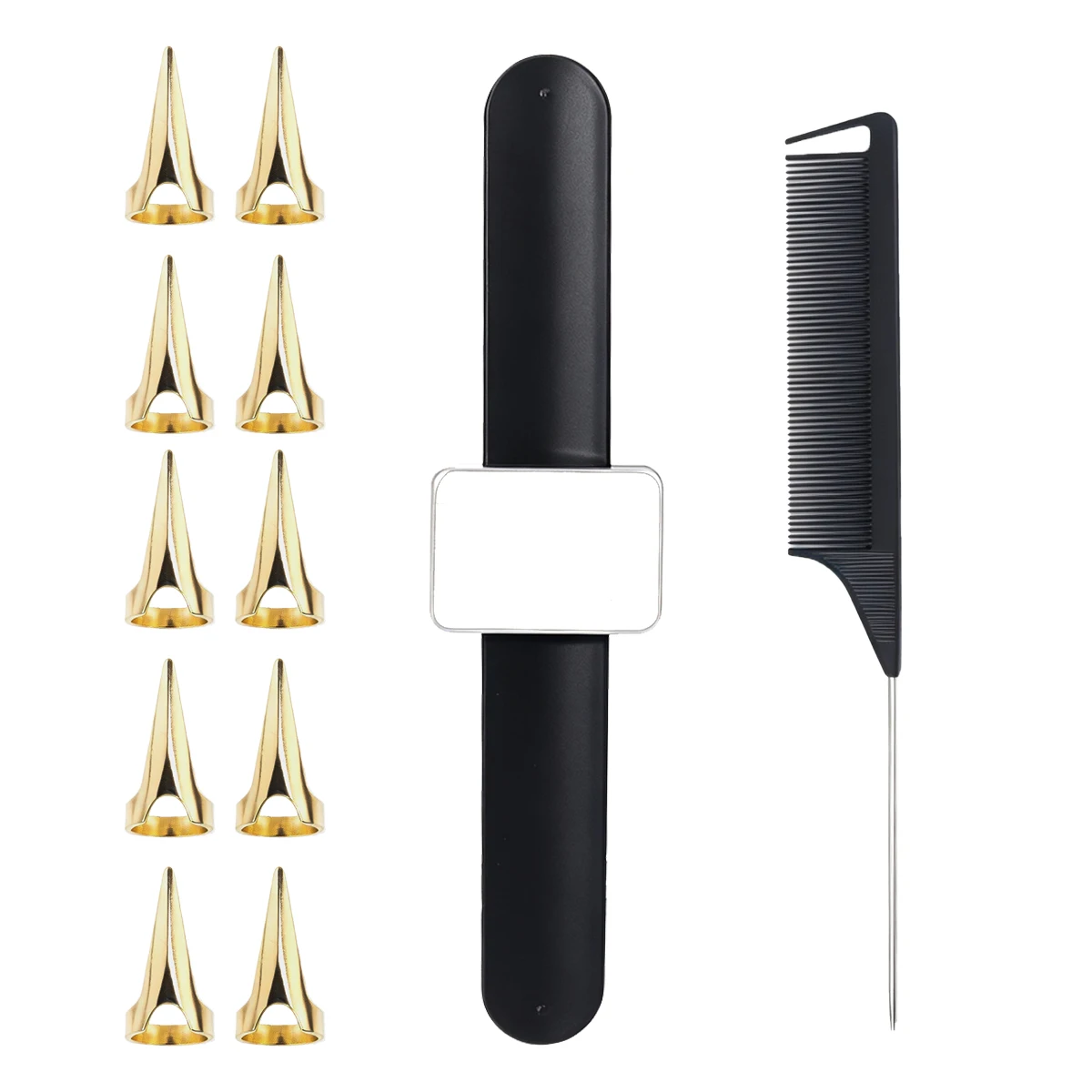 12 piece hairdressing tool set, hair divider ring, magnetic silicone wristband, pointed tail comb, Special for real hair wigs