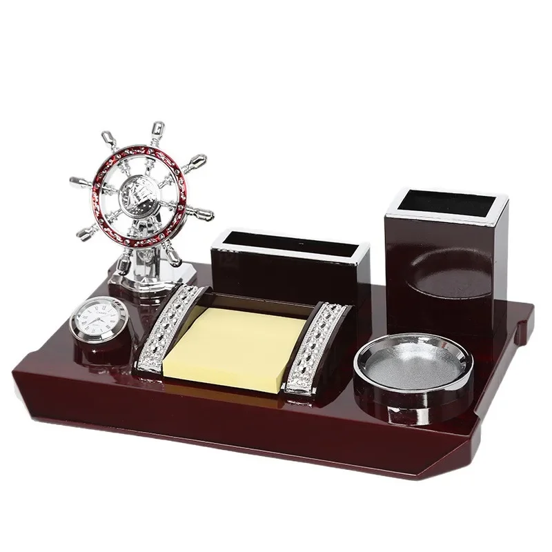 Solid wood desktop desk, desktop with pen holder, countertop sticky notes, practical ornaments, high-end