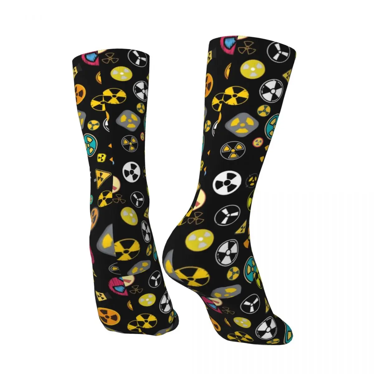 Radiation Warning Socks Symbols Korean Stockings Autumn Anti Slip Couple Socks Soft Breathable Printed Outdoor Sports Socks