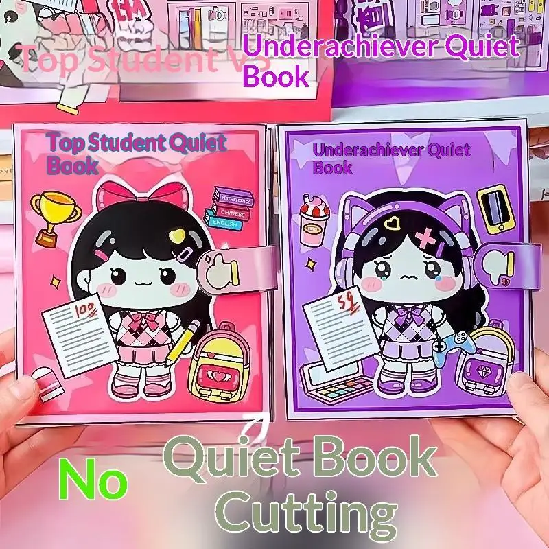 New New School Theme Quiet Book Waterproof Reusable No Cut Design Free Tool Kit For Kids DIY Play At Home
