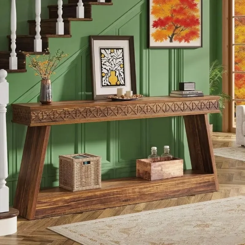 Console table rustic wood easy to assemble