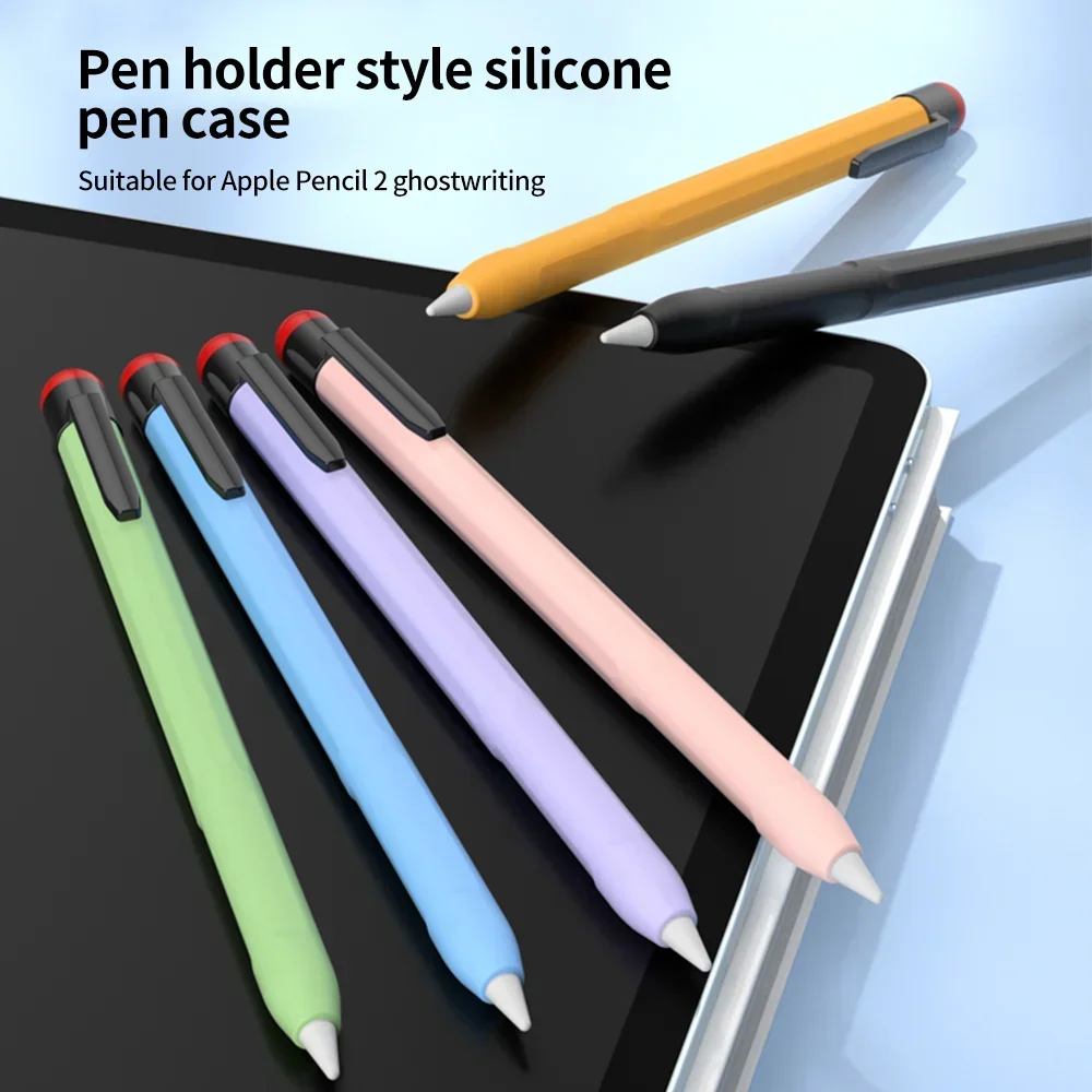 Stylus Cover Silicone For Apple Pencil 2 Touch Screen Pen Grip Case Shockproof Anti-Scratch Non-Slip Protective Sleeve Pencil