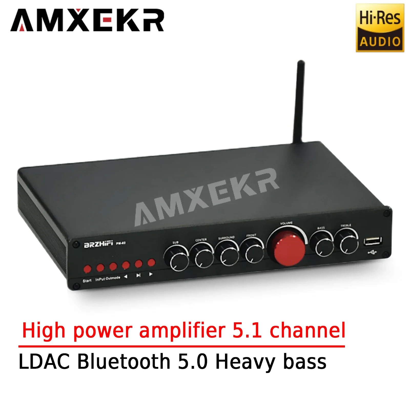 

AMXEKR 50W+50W Power Amplifier 5.1 Channel Home Theater LDAC Bluetooth 5.0 Heavy Bass Power Amplifier