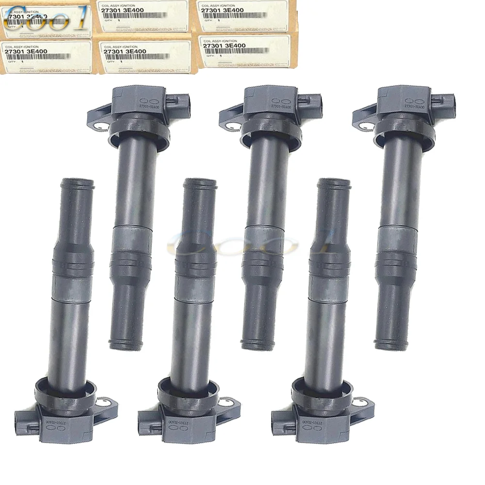 6 Pieces OEM 27301-3E400 New Ignition Coils For Hyunda-i Sant-a Fe Ki-a Magentis 2007-2010 Optima V6 2.7L 3.8L