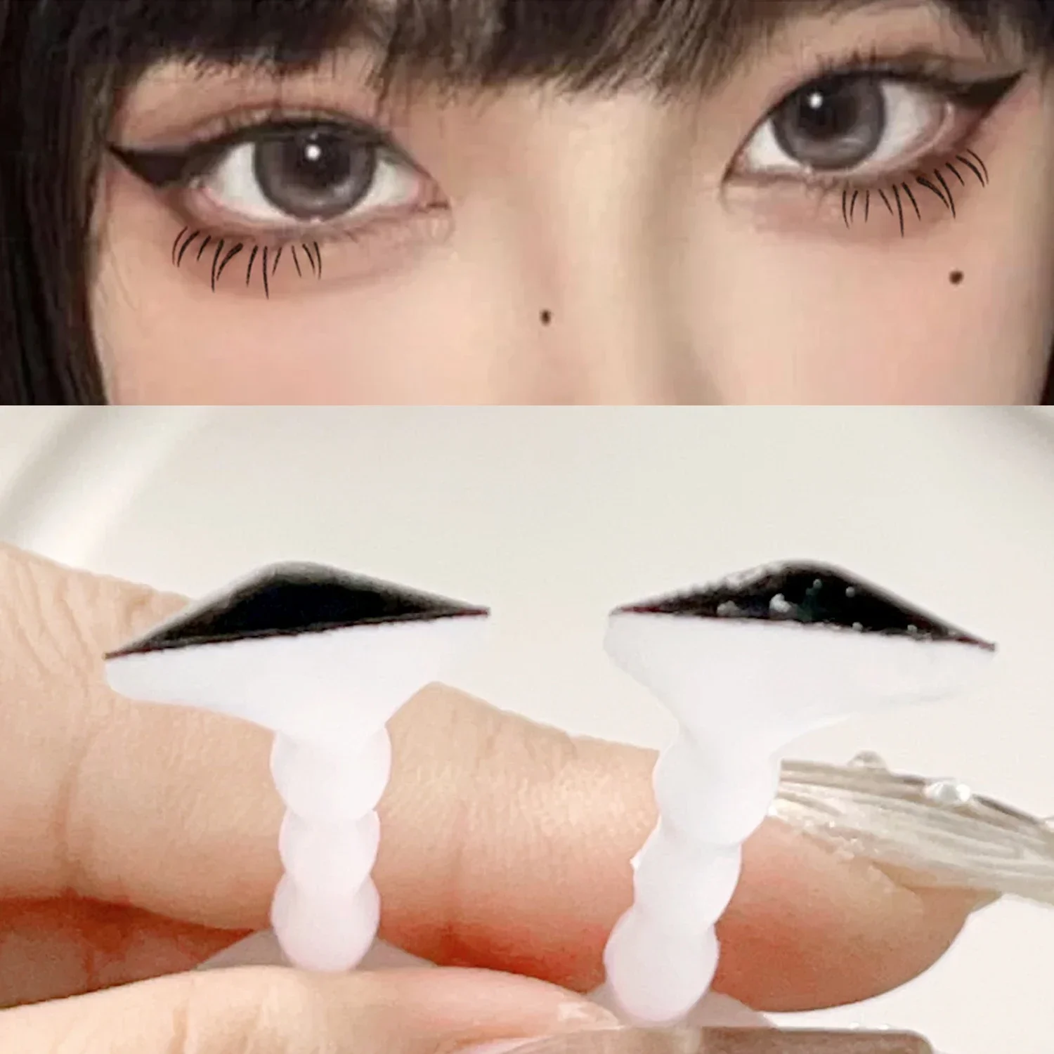 Waterproof Simple Eyeliner Stamp Long Lasting Double-ended  Eyelash Template with Ink Paste Black Eye Liner Stamp for Beginners