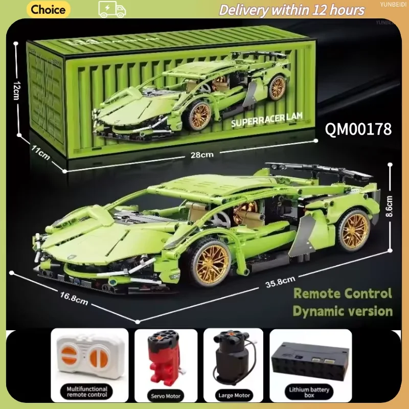 Technologie Rennwagen Block Modell 1280PCS + 1:14 Motion Speed Auto Modell Mechanische Super Block Montage Spielzeug Kinder Erwachsene geschenke – Detail 5