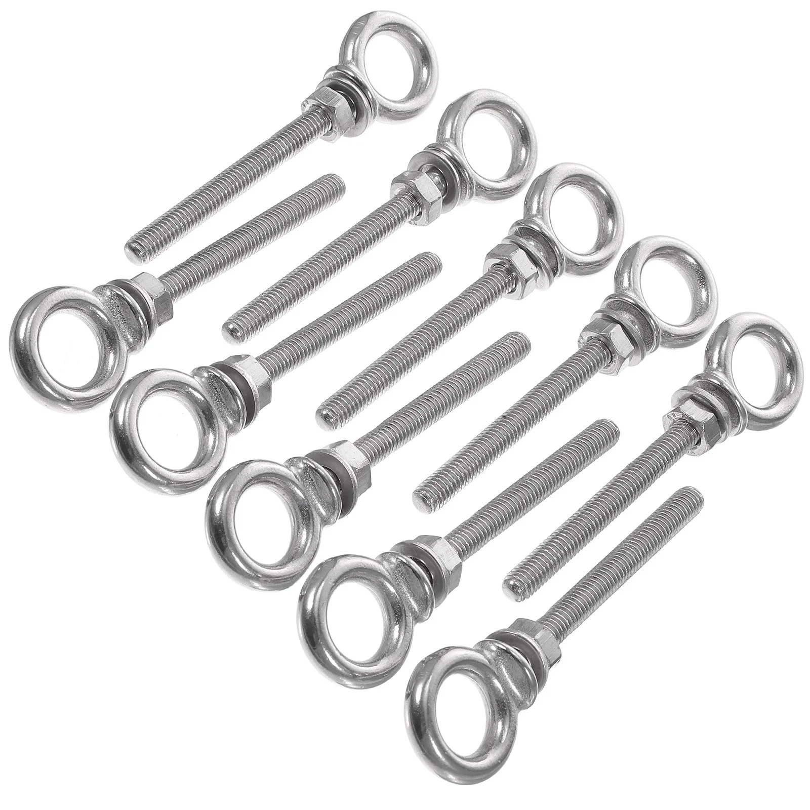 

10 Pcs Eyebolts Stainless Steel M6 Heavy Duty Screw Ring Nuts Washers 316 Marine Grade Shoulder Lifting Hooks Hardware