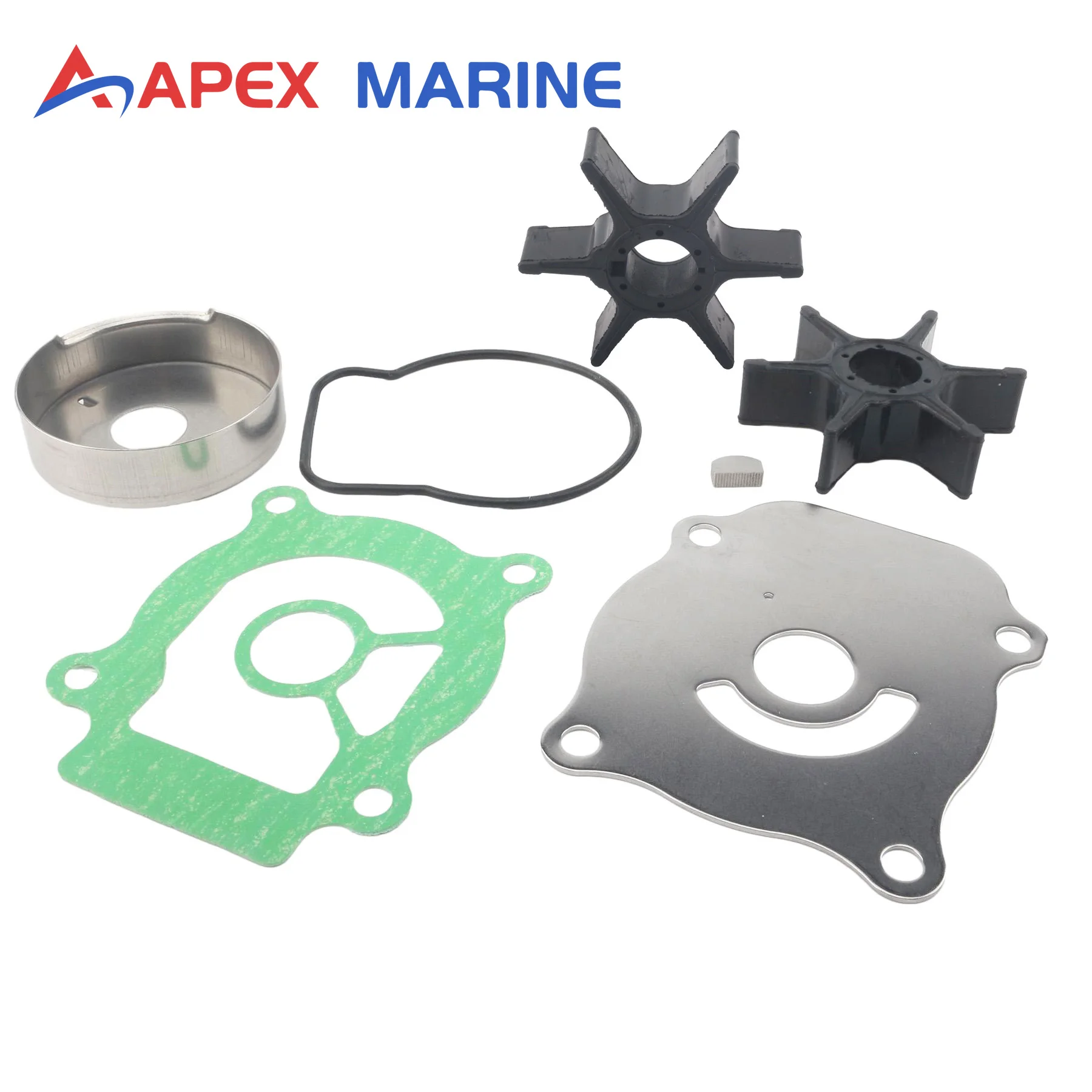 Fits for Suzuki 4-Stroke 25HP DF25 Outboard Engine Boat Water Pump Service Kit with 2 Pcs Impellers and Insert Cup 17400-95J03