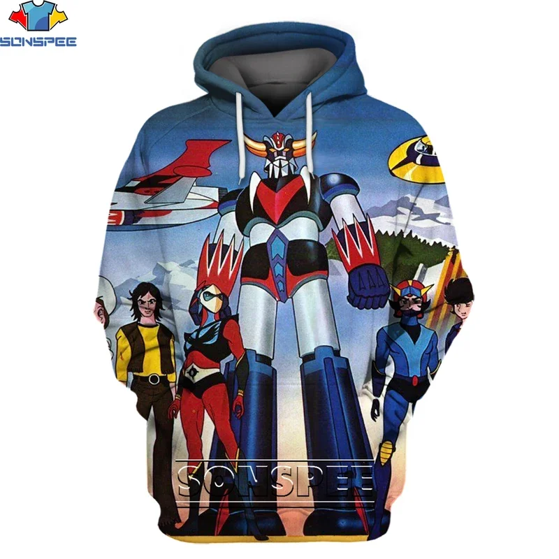 

Sonspee Vintage Anime Goldorak hoodie 3D printing Men Women's retro classic nostalgia robot man oversize pullover hoodies kids