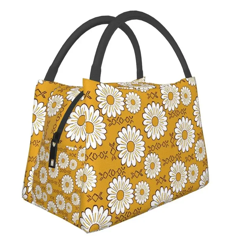 

Sunflower Flower Insulated Lunch Bag for Women Hippie Pop Art Floral Pattern Thermal Cooler Lunch Tote Work Picnic