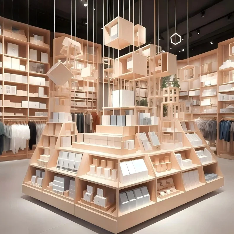 ONI Shopfitting Large Supermarket Retail Store Product Display Shelf Round Multi-layer Display Shelf Wooden Wall High Cabinet