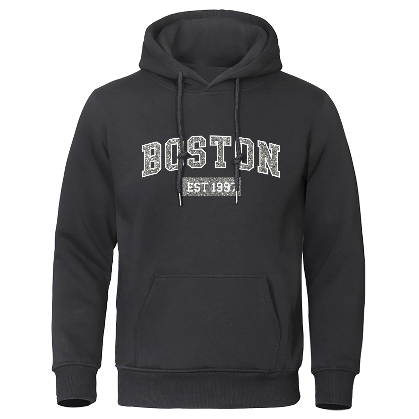 Diamonds Boston City Letter Print Men Hoodie Fashion Casual Pullover Loose Fleece Man Hoodies Autumn Clothing