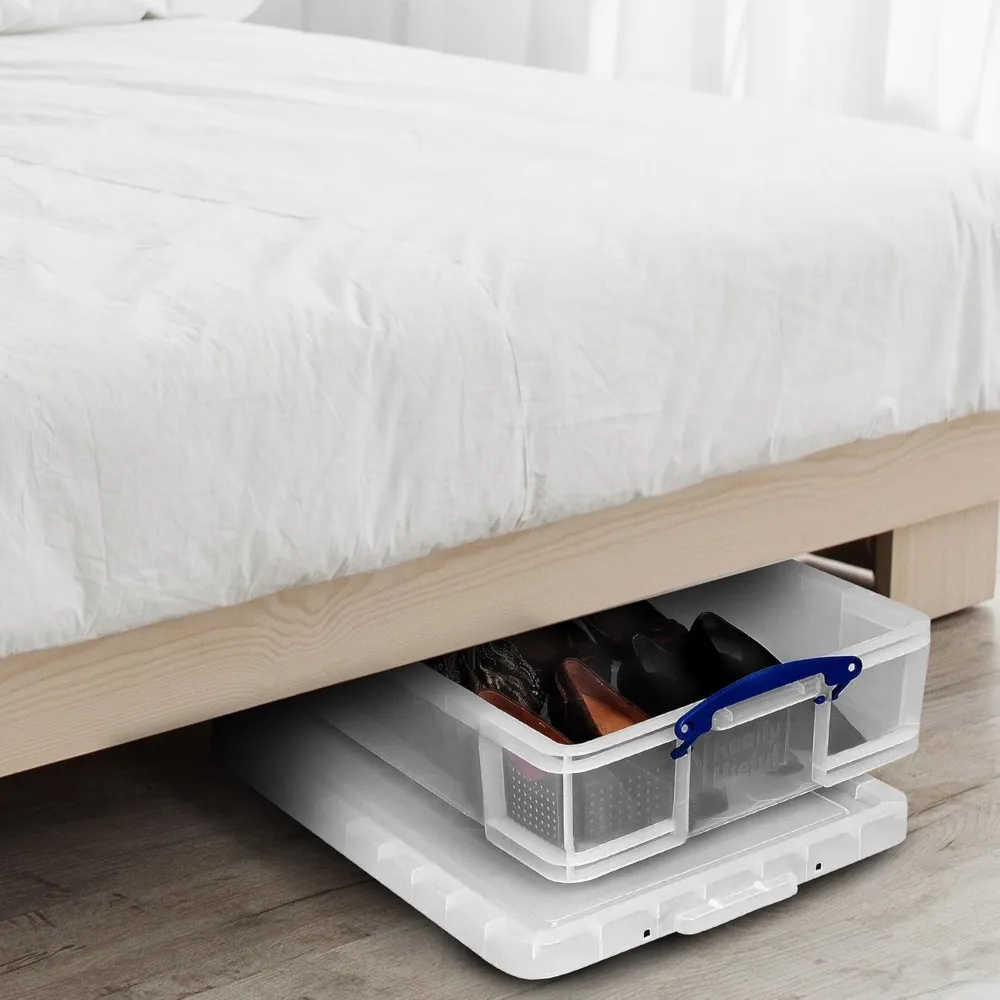 حاوية تخزين سعة 33 لترًا مع غطاء سريع ومقبض قفل بمشبك لصناديق تخزين العناصر المنزلية المغطية والمخازن 44 قرصًا أو 186 قرص مضغوطًا، 4 قطع