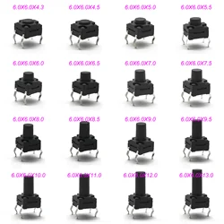 20PCS Sealed Waterproof 6x6mm H=4.3/4.5/5/5.5/6/6.5/7/8/9/10/11~15MM 4Pin DIP Key Button Momentary Tact Button Switch 4Pin DIP