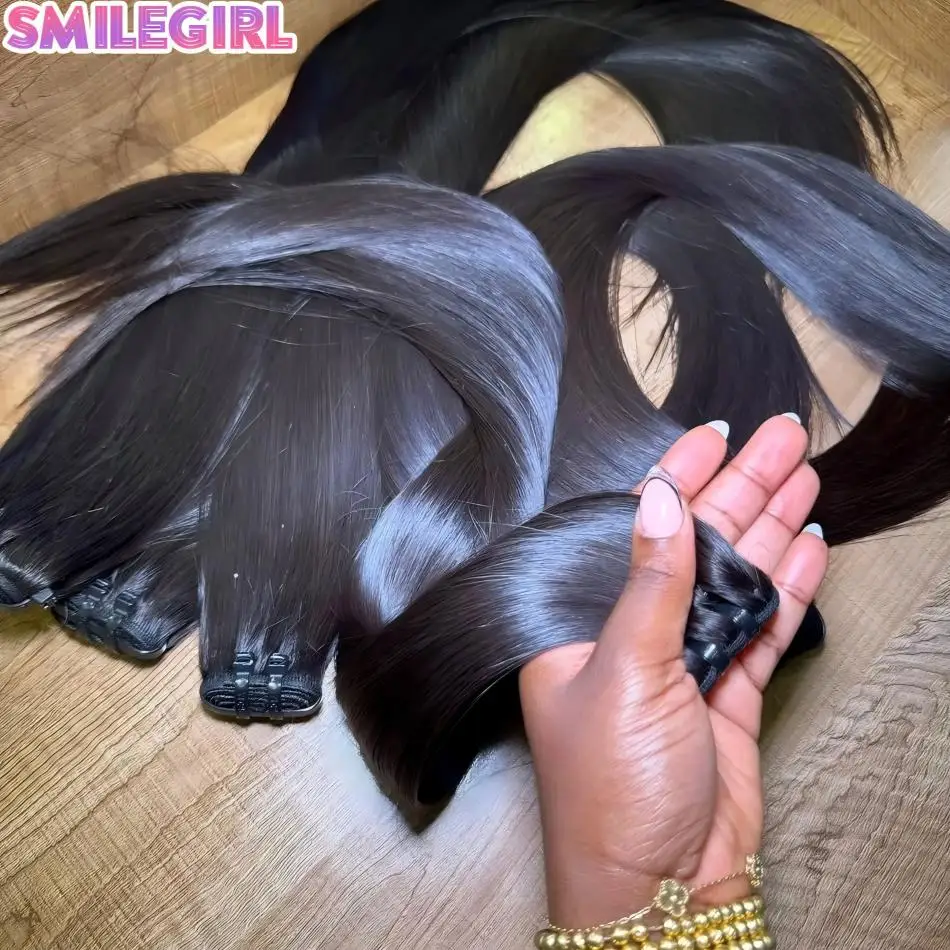 Straight Bundles Human Hair Extensions 3 4 Bundles Unprocessed Brazilian Hair 26 Inch Double Weft Weave Natural Black For Women