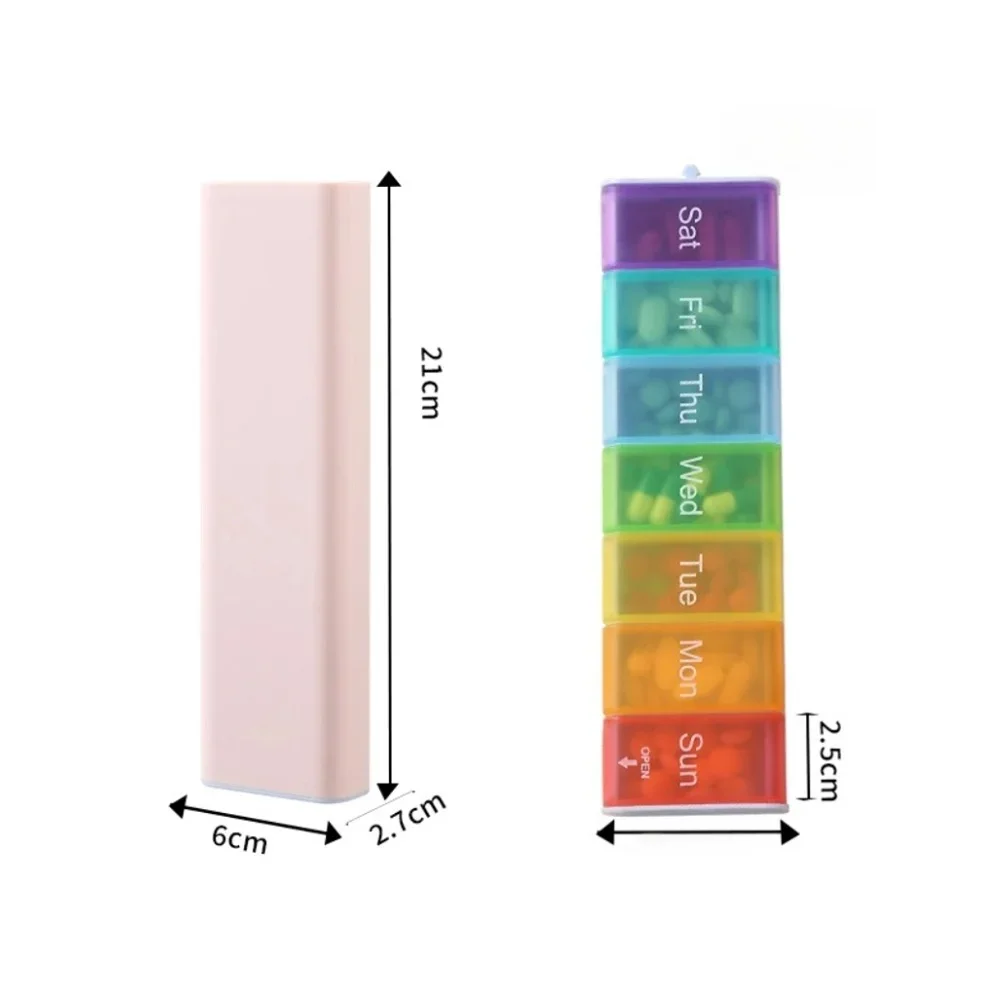 Neue Premium 7 Tage 7 Grids tragbare wöchentliche Press-Typ große Pillendose täglicher Koffer Aufbewahrungsorganisator für Vitamin-Medizin-Fischöle