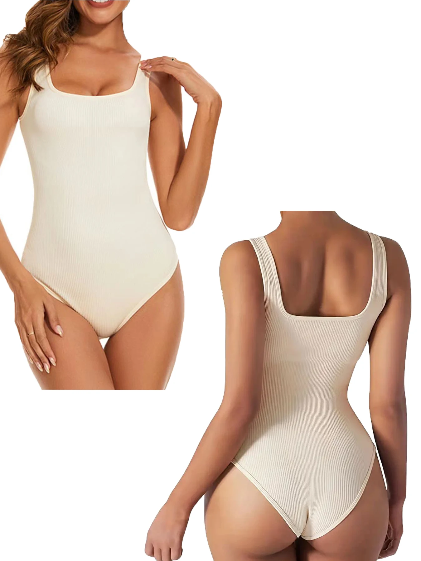 Square collar thread thickened high elastic tight breathable briefs jumpsuit body beauty yoga clothing
