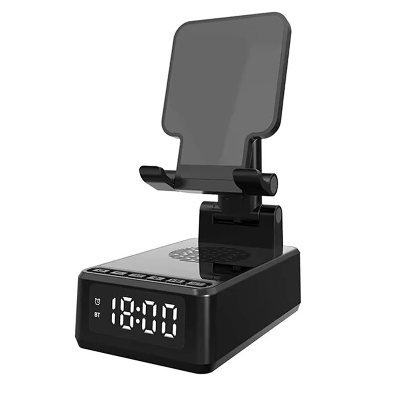 BQ12 Mobile Phone Holder Stand Wireless Charger Fast Charging Bluetooth Speaker Alarm Clock Tablet Lazy Bracket Mount