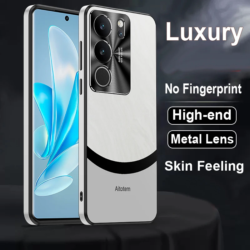 Luxe Matte Acryl Achterkant Metalen Camera Beschermhoes voor Vivo V27 V29 V30 V40 Pro Schokbestendig Zachte Telefoon Case Telefoon Shell