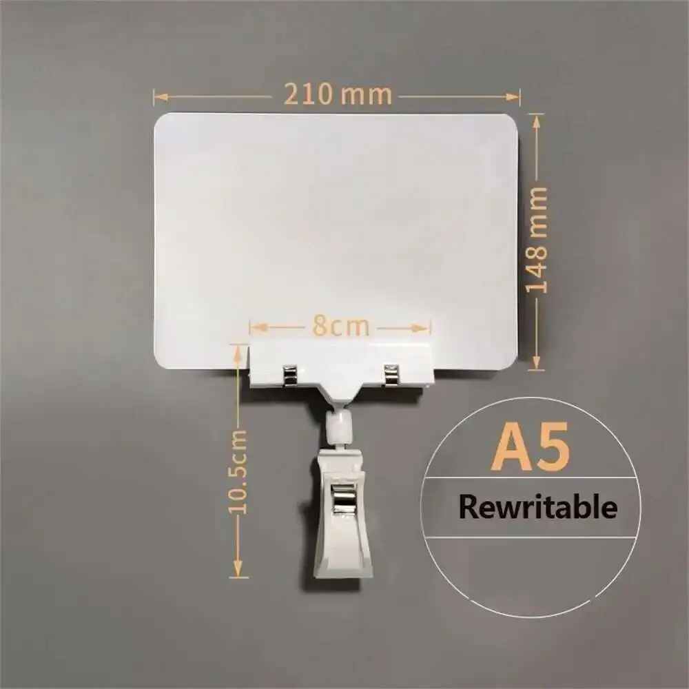 

10pcs A5 White Sign Holder Clip With Price Tag Pvc Plastic Cardboard