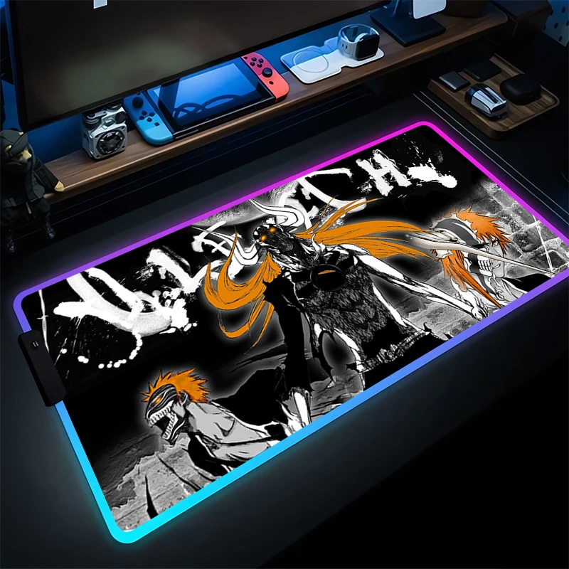 

Mouse Pad LED Mousepad RGB Computer B-bleach Keyboard Pad Japan Anime Mouse Mat Gamer Soft Office Carpet Table Mat Desktop Mat
